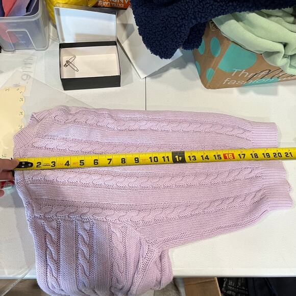 VTG United Colors of Benetton Purple Cable Knit Cardigan Soft Cottage Fairy S - Picture 6 of 7